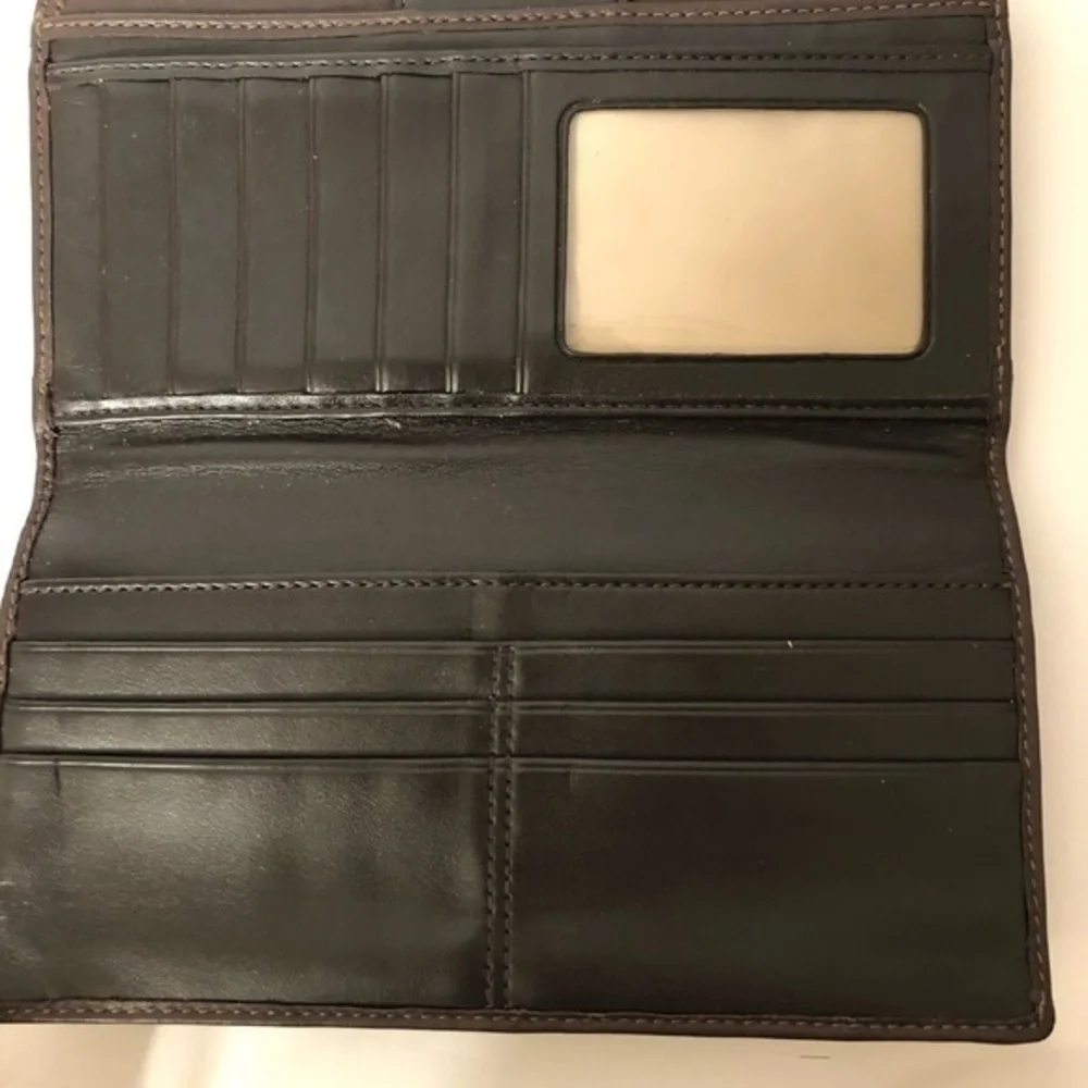 COACH vintage y2k brown leather and snake embossed turnlock wallet